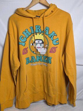 Naruto Shippuden Ichiraku Ramen Hidden Leaf Village Hoodie Mustard Yellow 2XL